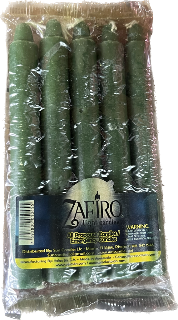 ZAFIRO HOUSEHOLD CANDLE 6" GREEN 5PK /24 PJ DISTRIBUTORS